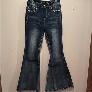 Grace Blue Flare Jeans with Vintage Appeal